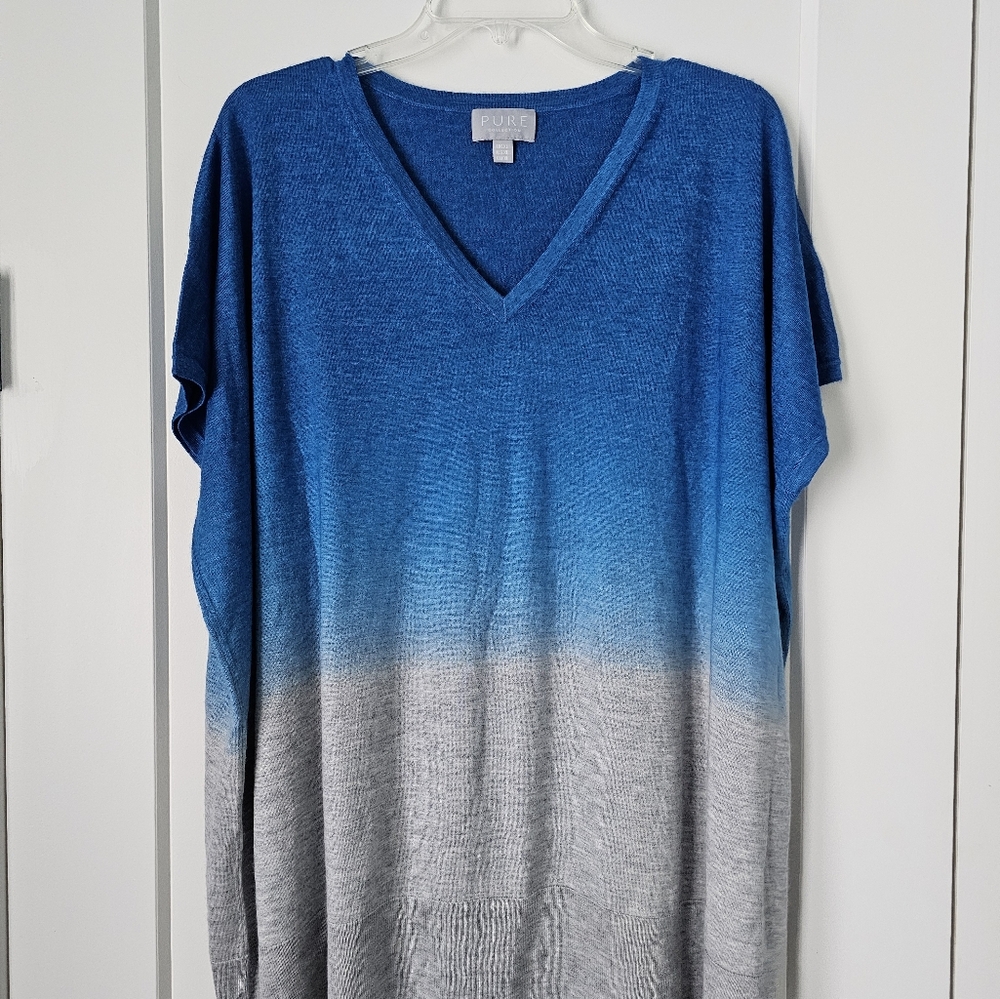 PURE COLLECTION SILK CASHMERE OVERSIZED V-NECK SWEATER Size XL